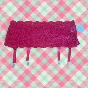 Frederick’s of Hollywood red lace garter belt